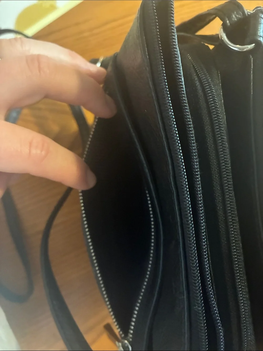 Leather Crossbody Bag for Men - Black